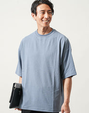 カットジョーゼットオーバーサイズ半袖モックネックTシャツ