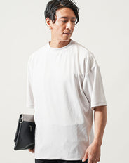 カットジョーゼットオーバーサイズ半袖モックネックTシャツ