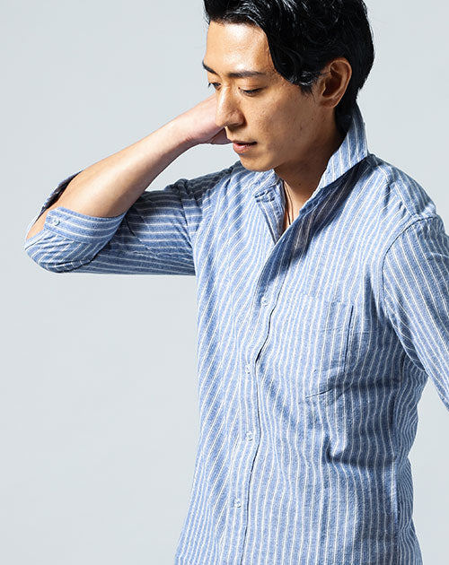 メンズにおすすめのリネン七分袖シャツ
