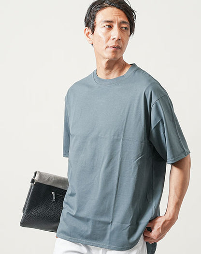 シルキータッチ半袖クルーネックセミロングTシャツ