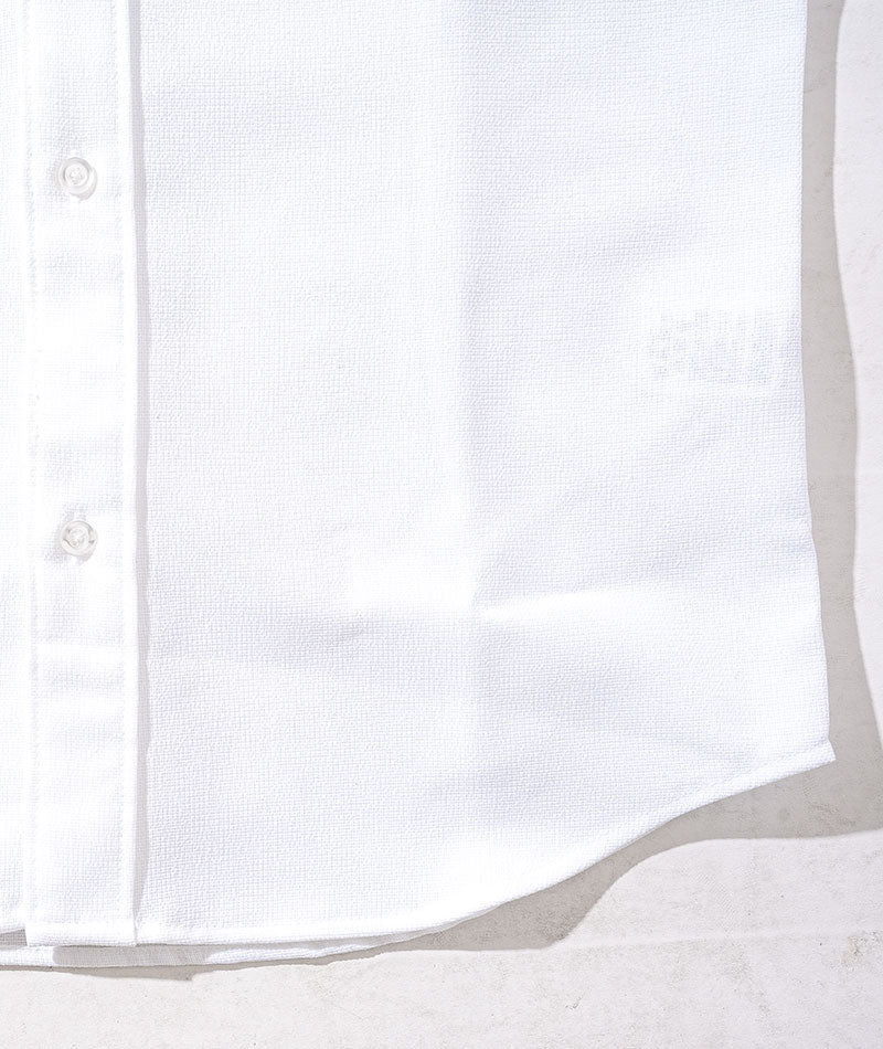 接触冷感パナマ織り7分袖ホリゾンタルカラーシャツ