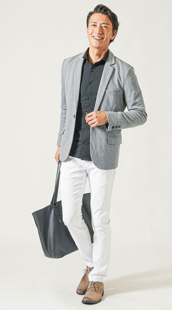 メンズの通勤におすすめのグレーテーラード秋ジャケットコーデ