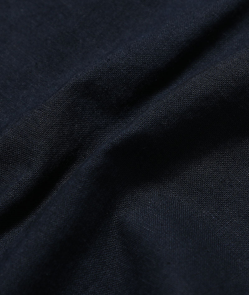 綿麻素材ホリゾンタルカラー７分袖シャツ