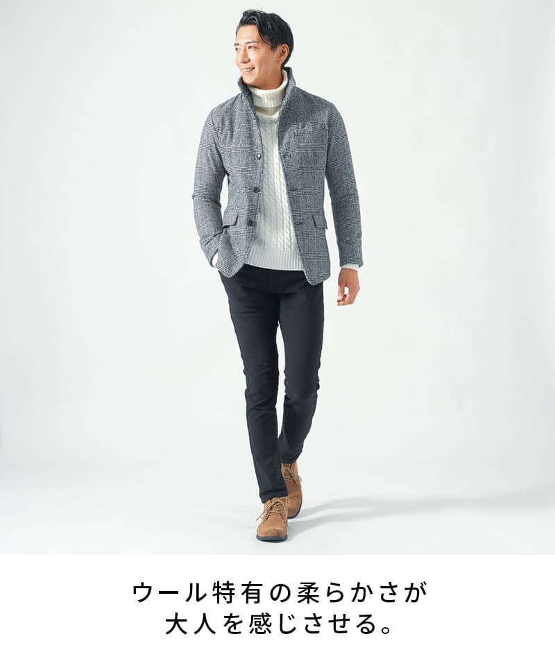 ウール混イタリアンスタンドカラージャケット