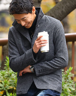 ウール混イタリアンスタンドカラージャケット