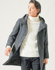 メルトン素材イタリアンスタンドカラーロングコート