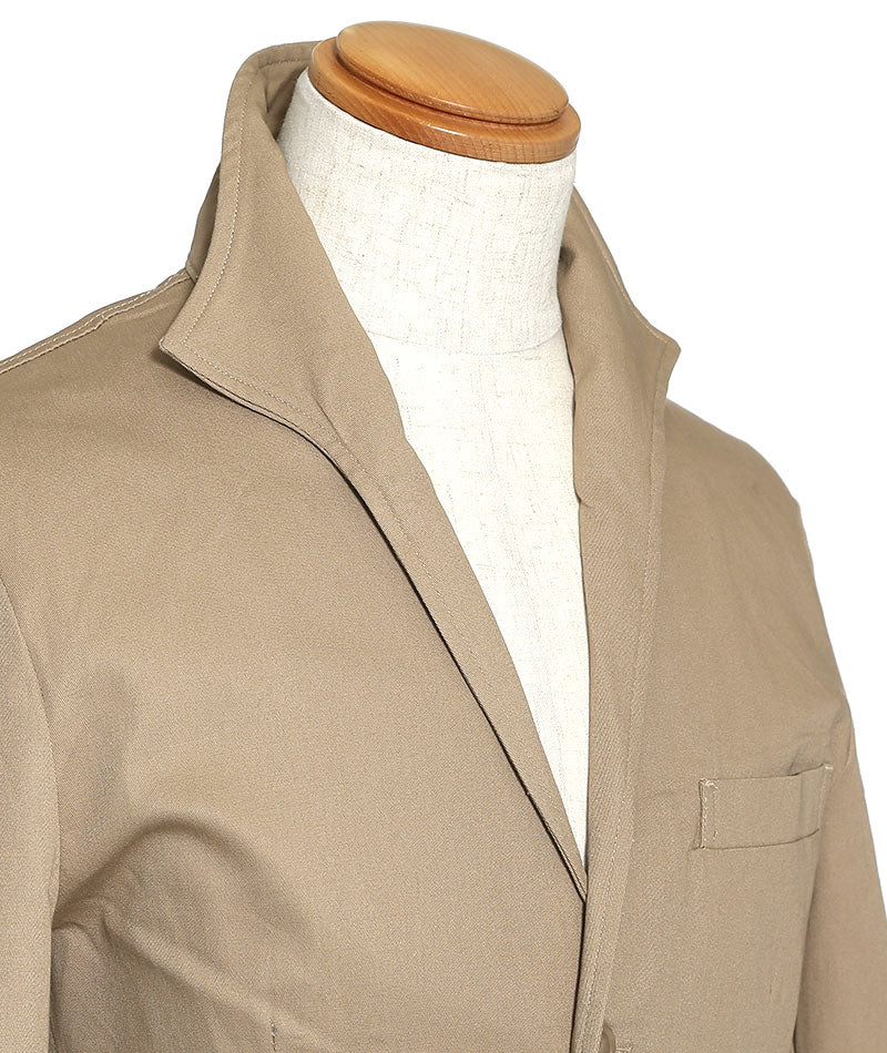 ストレッチツイル素材イタリアンスタンドカラー長袖ジャケット