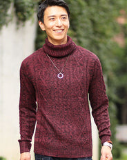 アラン編みアクリルタートルネックニット