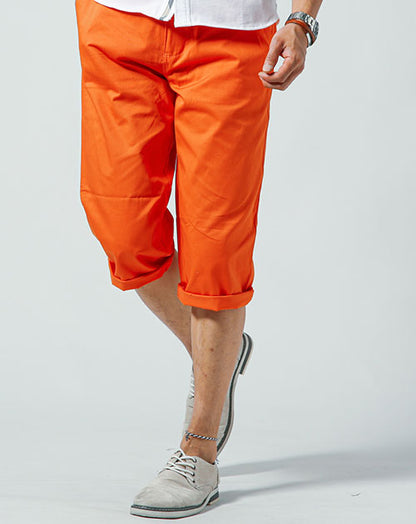 ツイル素材スリムストレッチチノカラークロップドパンツ