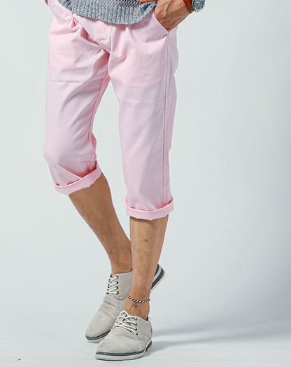 ツイル素材スリムストレッチチノカラークロップドパンツ