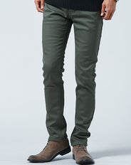 裏フリース素材 裏起毛スキニーテーパードストレッチカラーチノパンツ