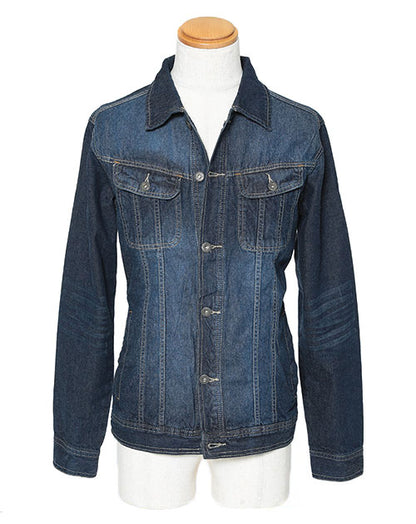 色落ち加工美シルエットデニムジャケット