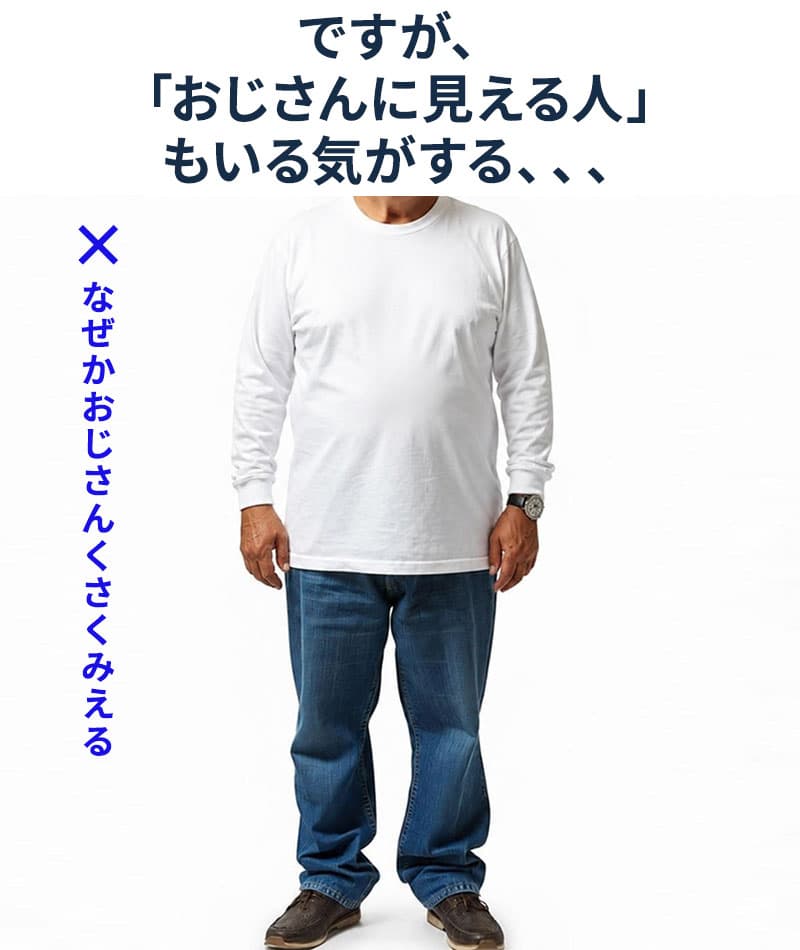 着丈短めでスマートに見える長袖ジャガードデザインVネックTシャツ