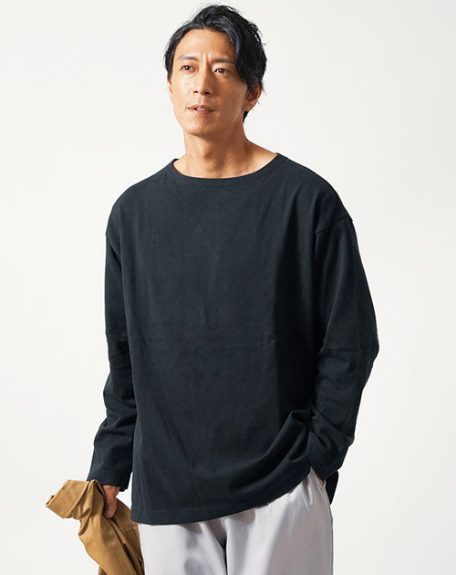 メンズ ロングTシャツ 長袖カットソー センターライン 噴き トップス 