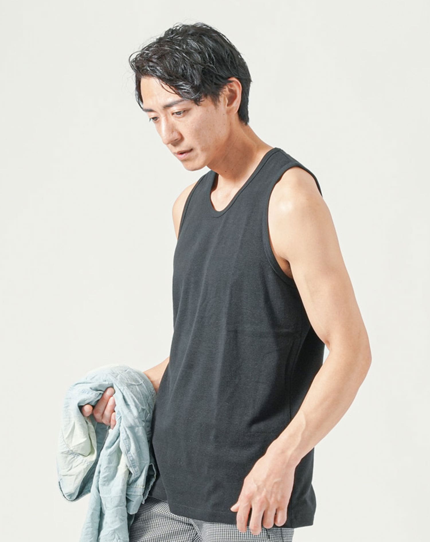 涼しい接触冷感スパンフライスタンクトップ タンクトップ メンズ