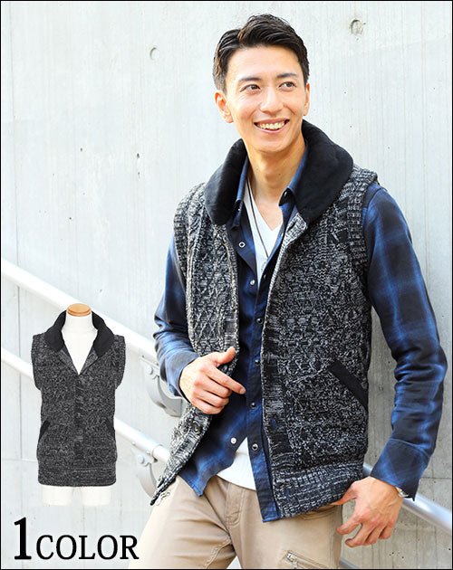 中綿パイピングニットベスト パイピング（ベスト・ジレ｜トップス）：レディース