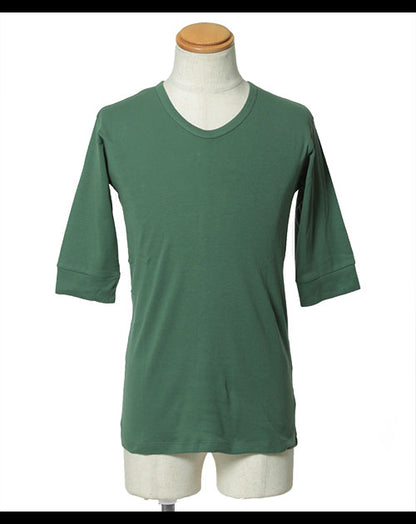 プレミアムコットンリブ付き６分袖クルーネックＴシャツ