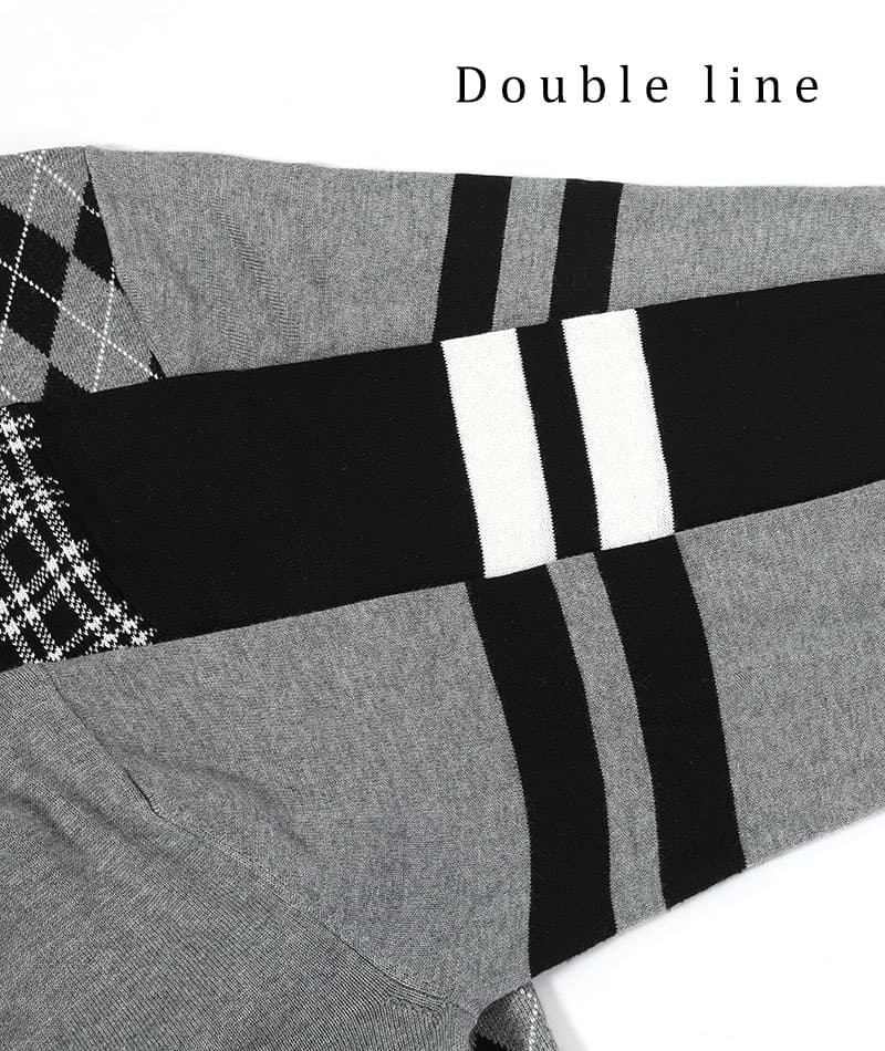 ダブルライン刺繍入りカーディガン