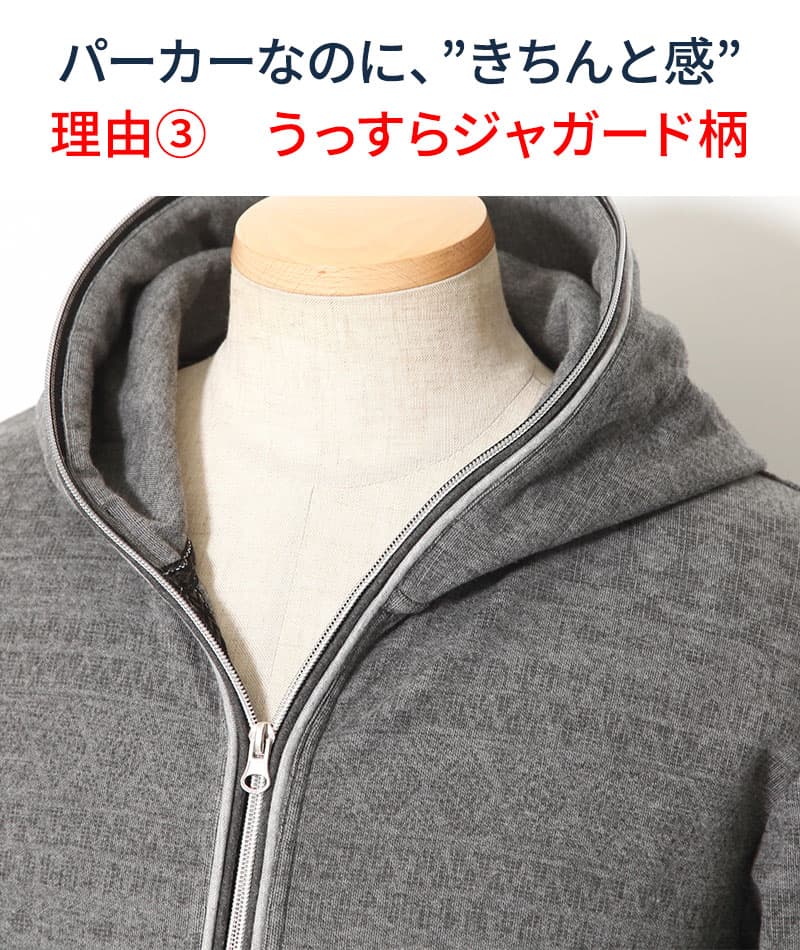 ジャガードデザインダブルジップパーカー