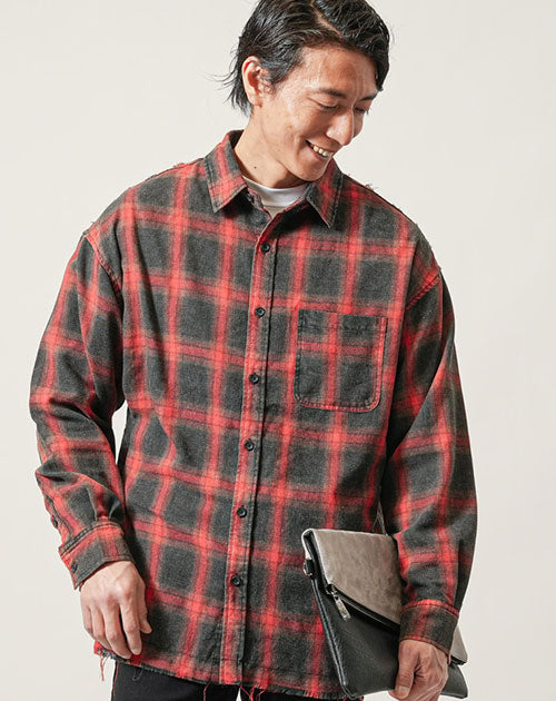 【ビームスプラス】メンズ 長袖  チェックシャツ Sサイズ  カジュアル 日本製
