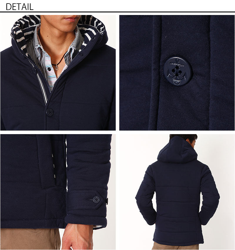 中綿裏地ボーダーフードジャケット