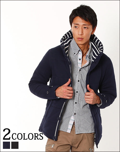 中綿裏地ボーダーフードジャケット