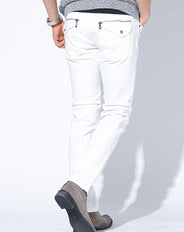 バックジップスリムテーパードストレッチチノパンツ