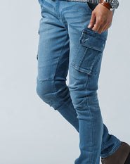 ストレッチテーパードイージーデニムカーゴパンツ