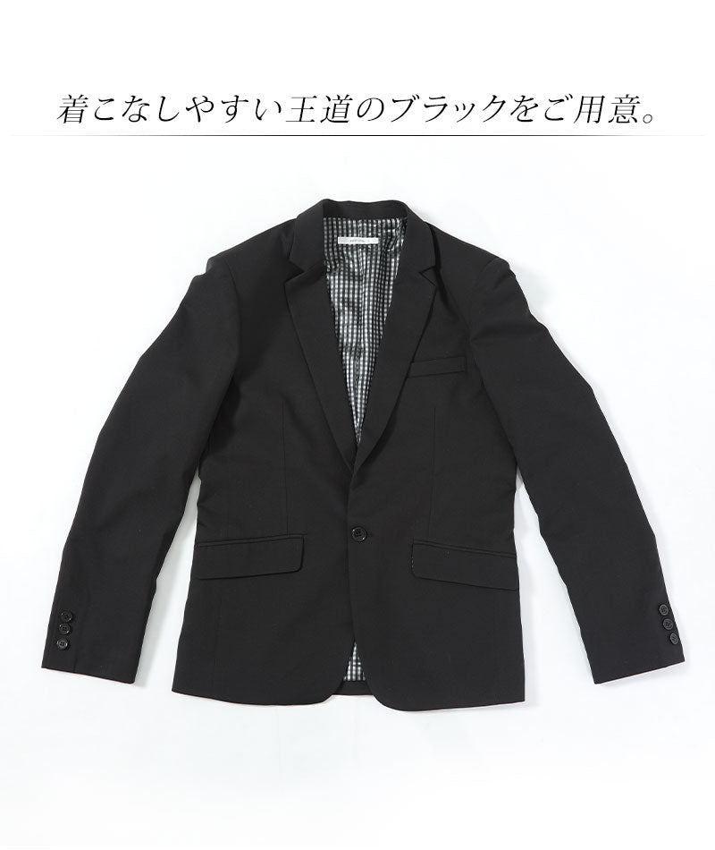 裏地チェックスリムテーラードジャケット