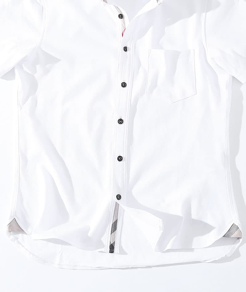 クールマックス素材前開きドライ加工前立てデザインボタンダウンシャツ