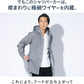 体型カバー綿100％厚手ヒッコリーストライプフード付きワイヤー入りセミロング丈ボタンシャツパーカージャケット