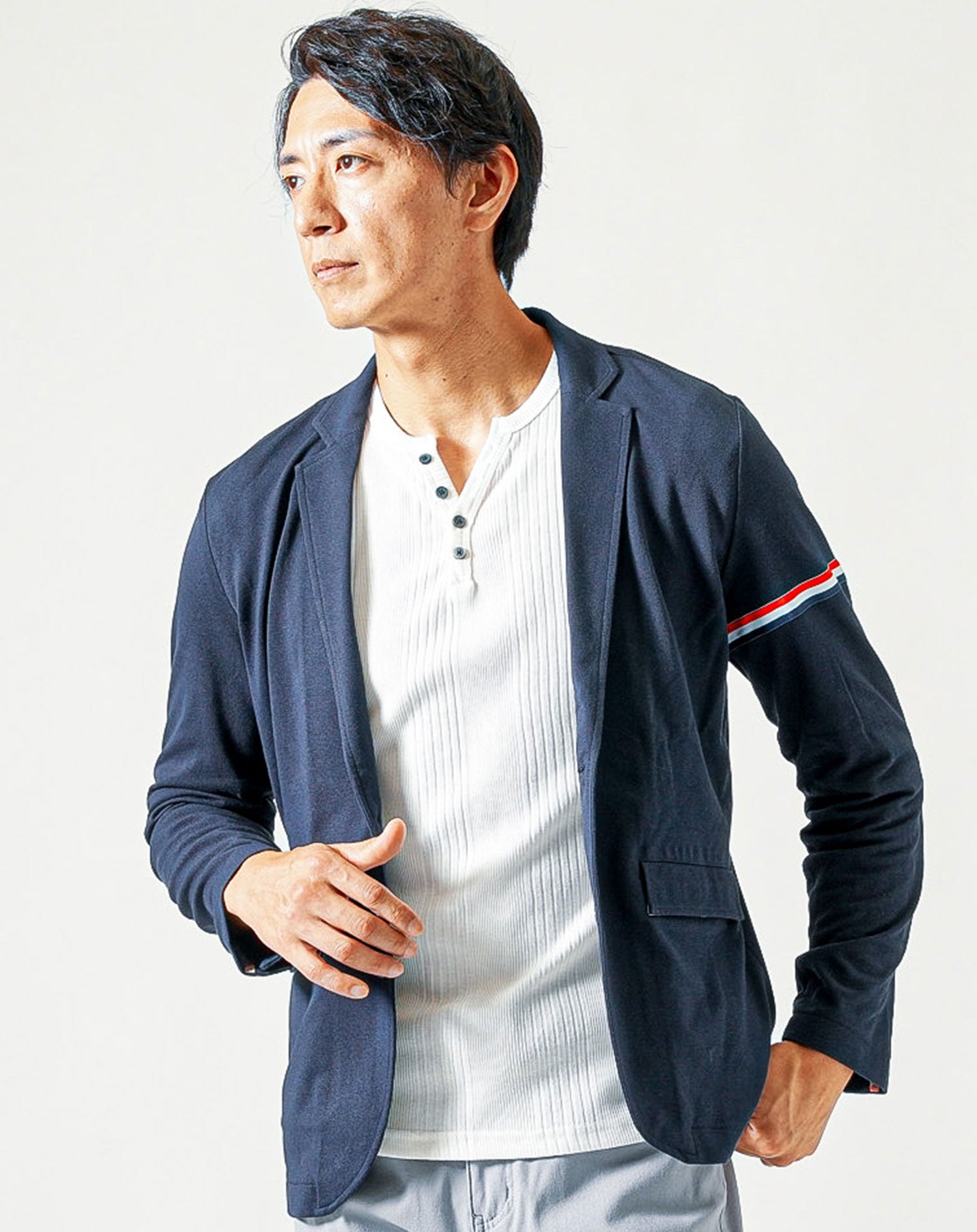 クールマックス素材鹿の子デザインテーラードジャケット