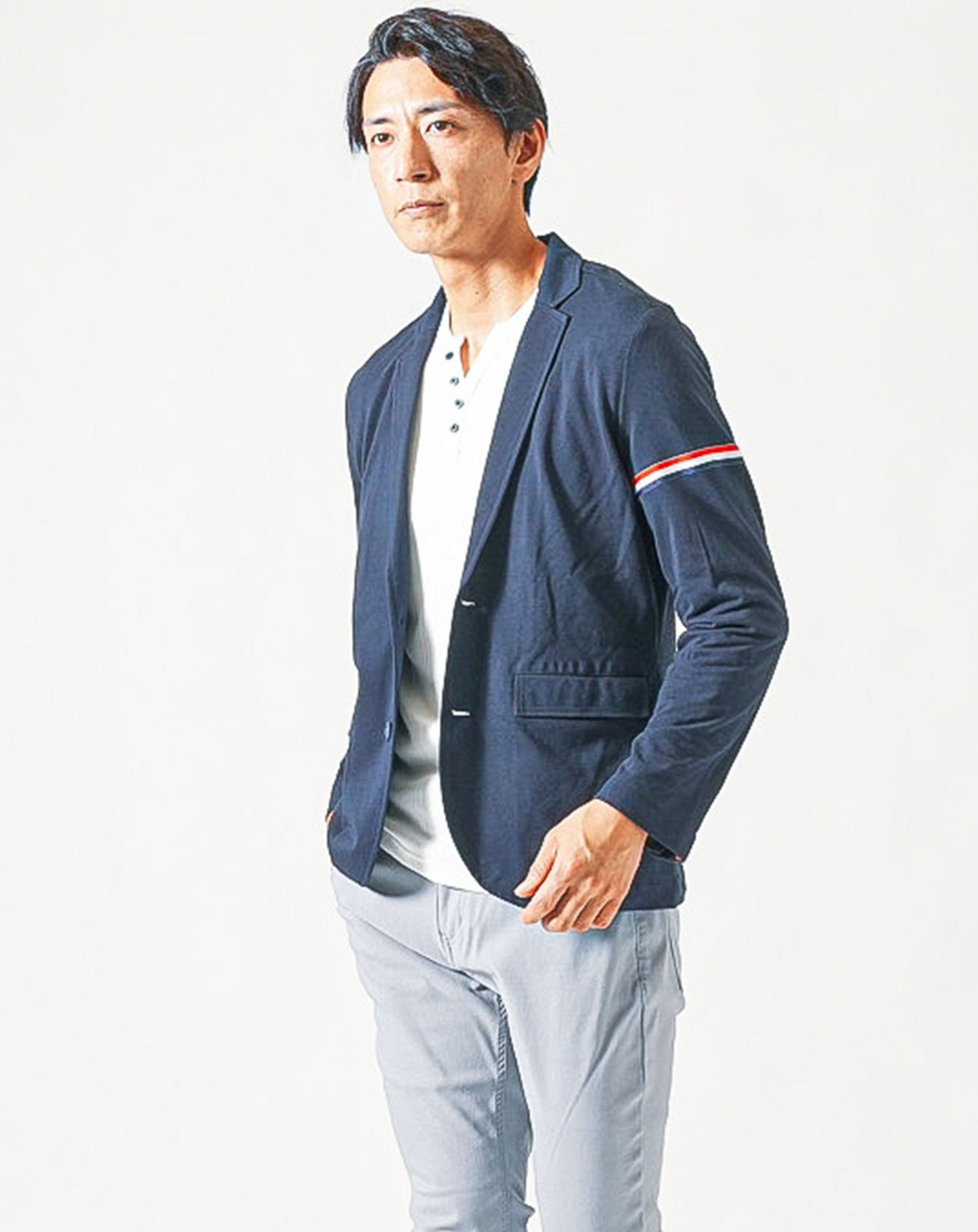 クールマックス素材鹿の子デザインテーラードジャケット