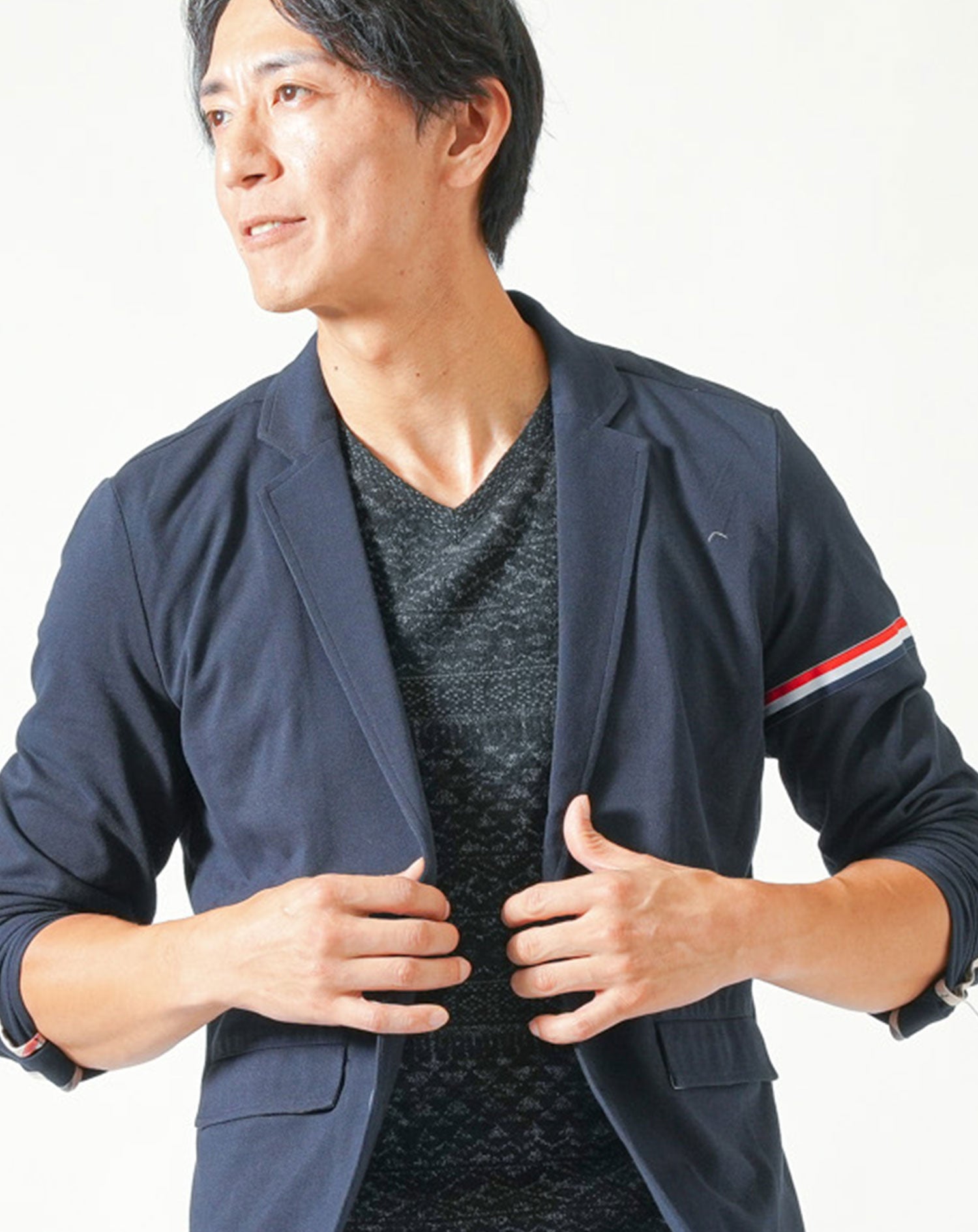 クールマックス素材鹿の子デザインテーラードジャケット