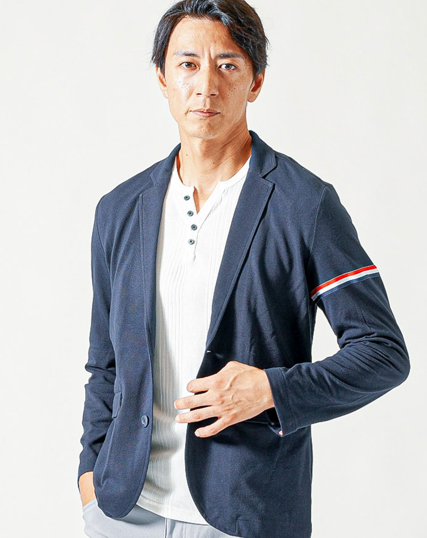 クールマックス素材鹿の子デザインテーラードジャケット