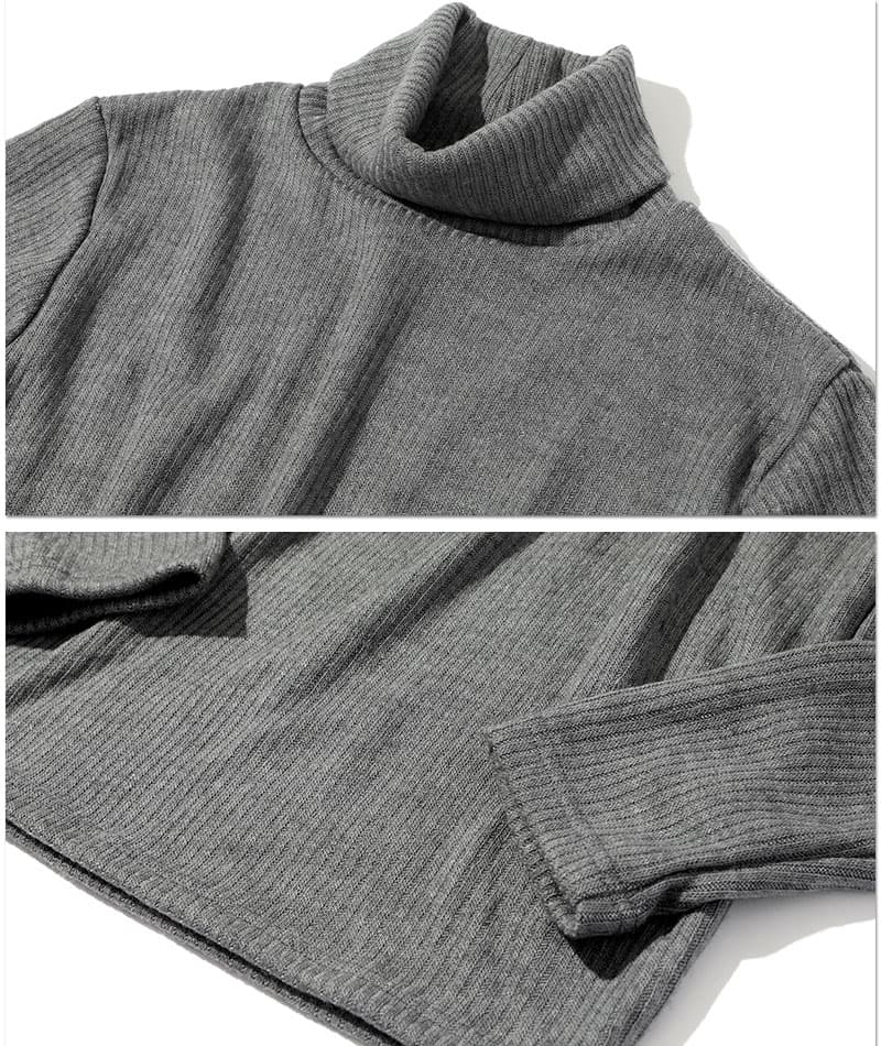 日本製　ウール混スリムフィット伸縮性抜群タートルネック