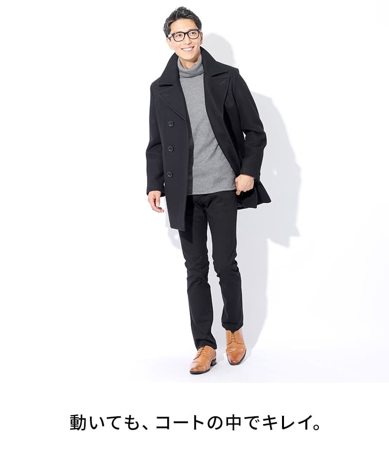 日本製　ウール混スリムフィット伸縮性抜群タートルネック