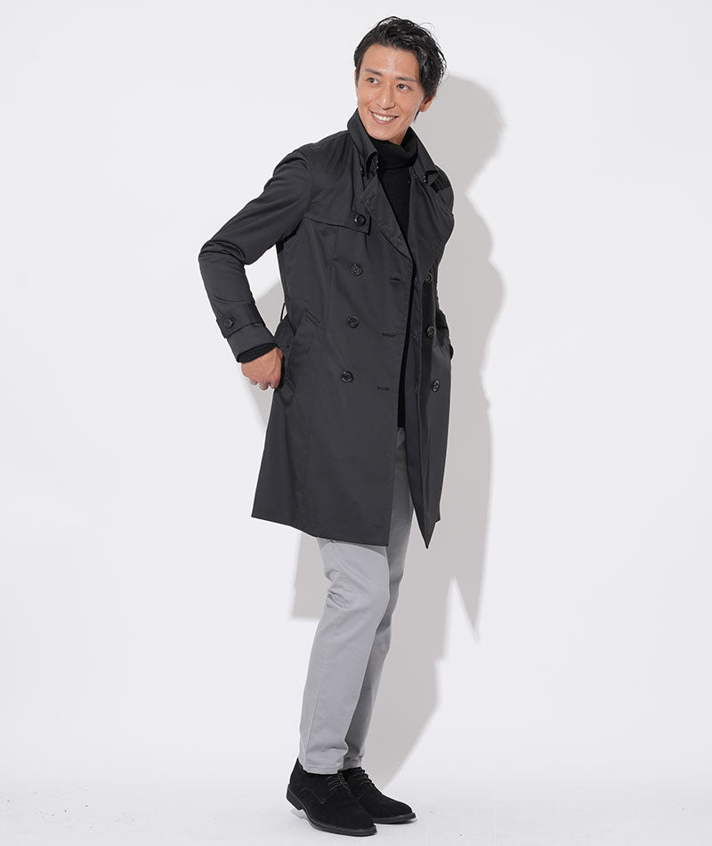 日本製スリムフィットプレミアムダブルトレンチコート