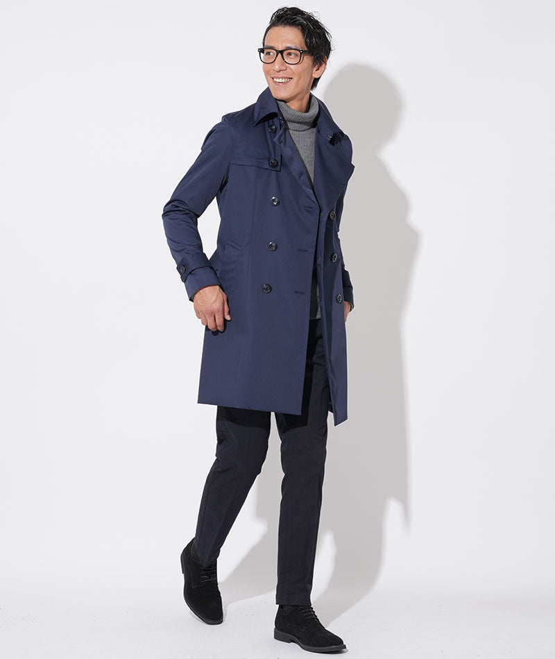 【極美品】TAGLIATORE メンズ トレンチコート 50 LL 薄ネイビー トレンチコート ロングコート アウター メンズ カジュアル おしゃれ