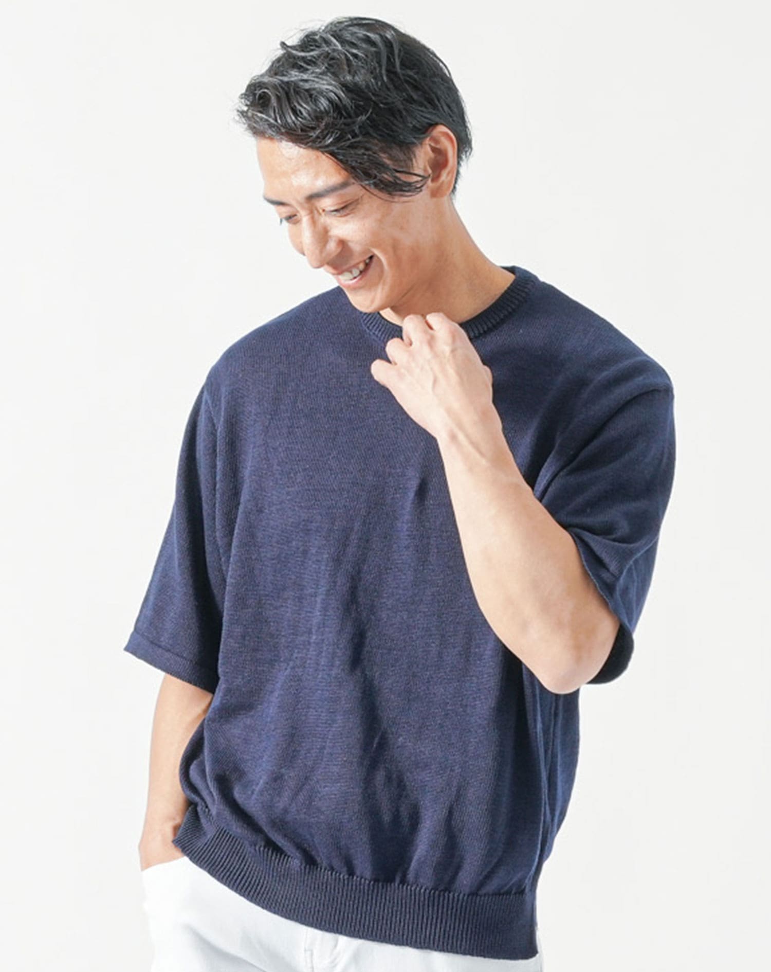 BRIEFING RELAXING KNIT T-SHIRT オーバーサイズ 夏用涼しい接触冷感ゆったりオーバーサイズ半袖ニットTシャツ