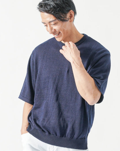 接触冷感ゆったり半袖サマーニットTシャツ