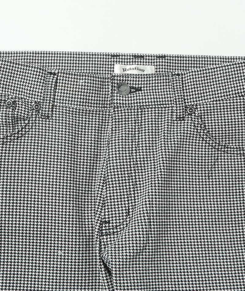 動きやすいストレッチ素材スキニー千鳥格子チノパンツ