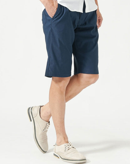 接触冷感ネイビースーパーストレッチチノアンクル・クロップド・ハーフパンツ