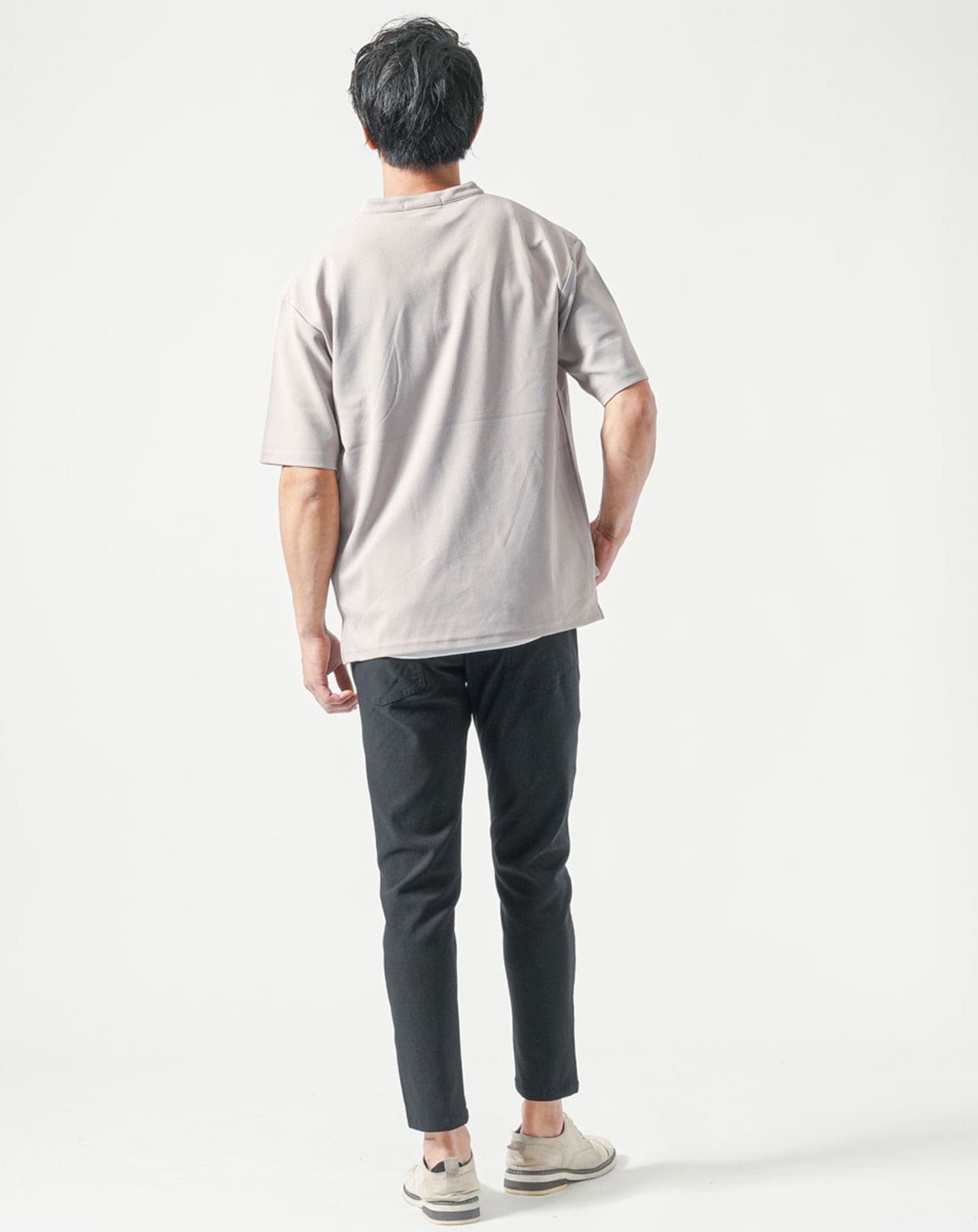 接触冷感オーバーサイズ半袖ヘンリーネックTシャツ×ワッフルタンク