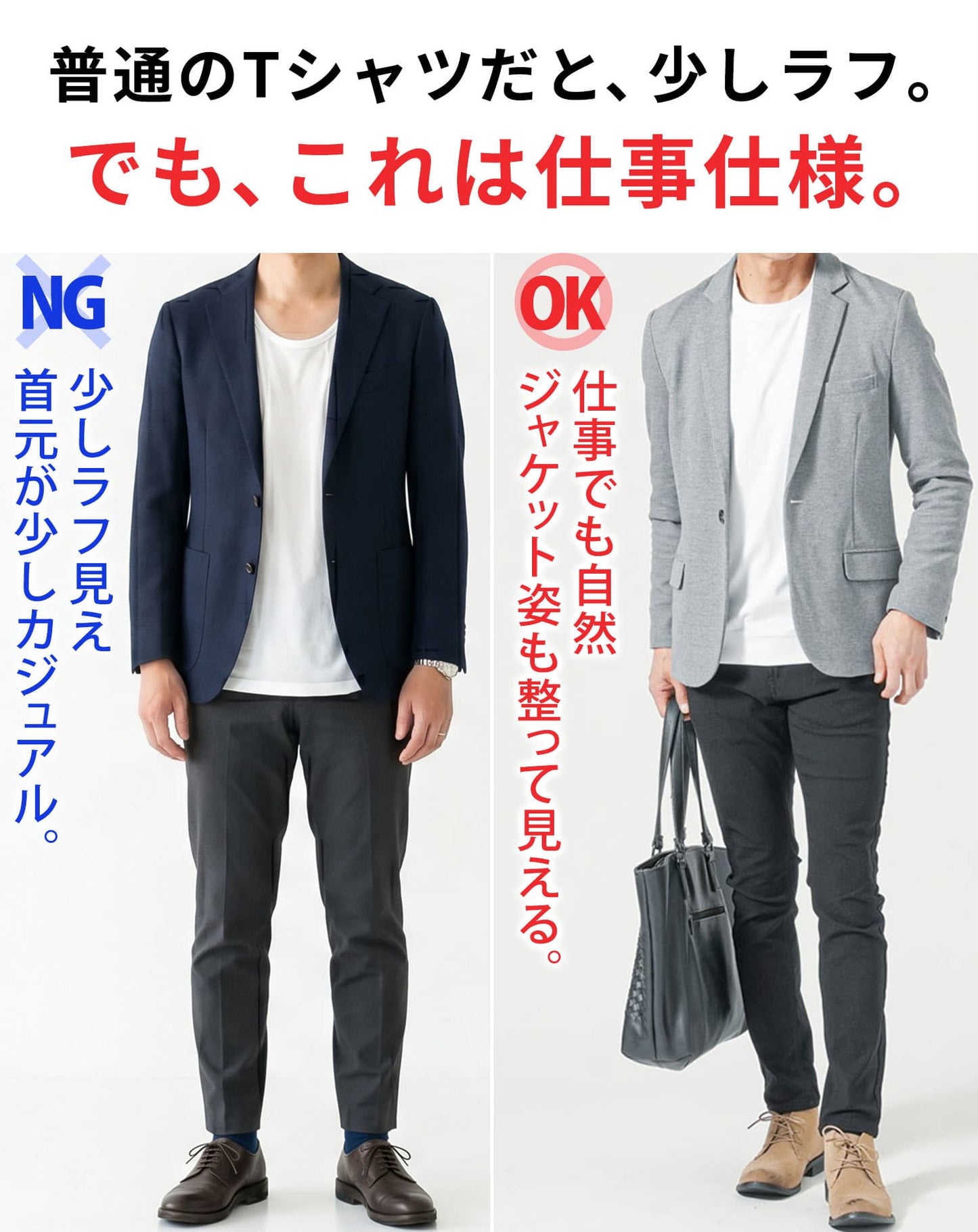 プレミアムコットンビジネス半袖クルーネックTシャツ