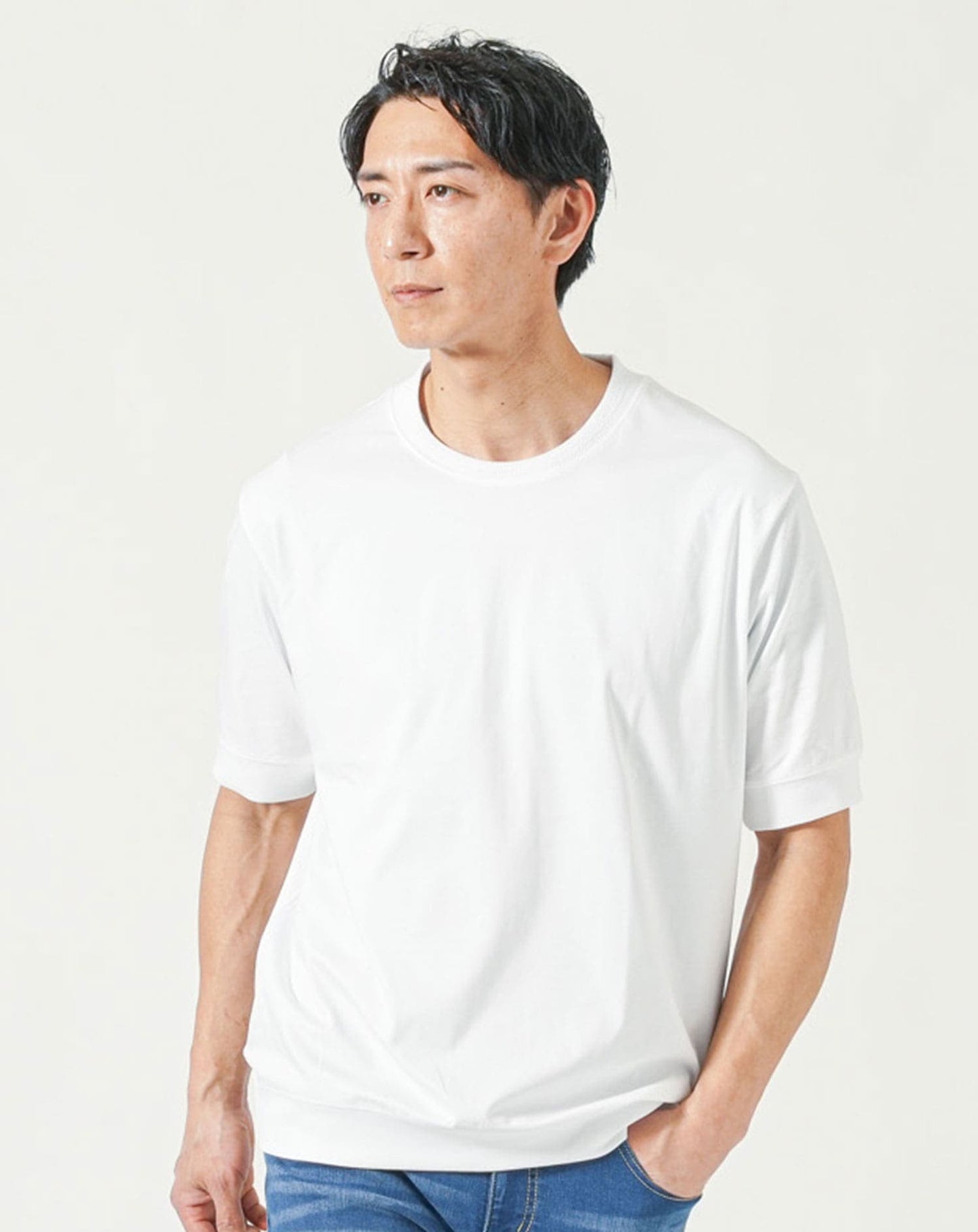 プレミアムコットンビジネス半袖クルーネックTシャツ