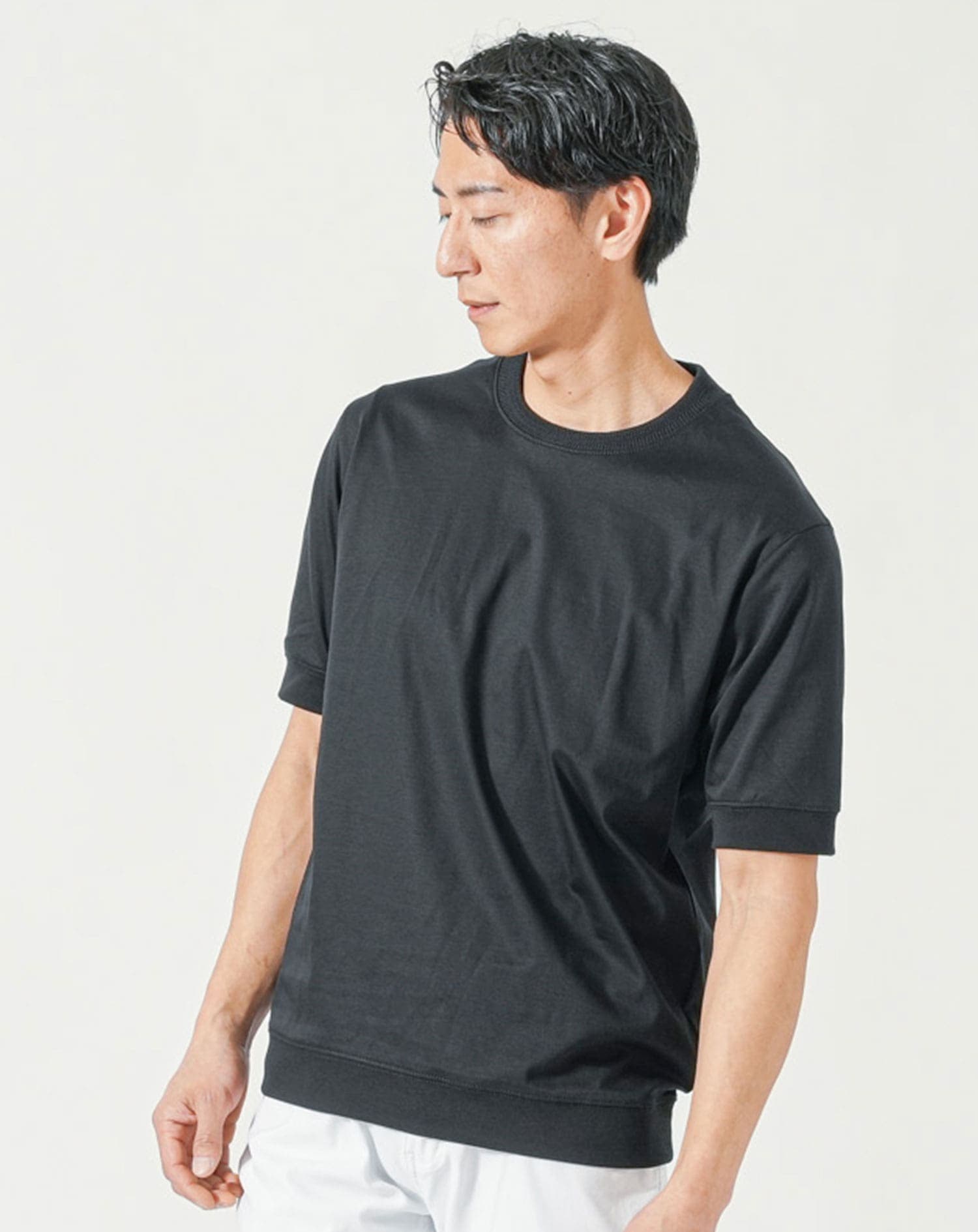プレミアムコットンビジネス半袖クルーネックTシャツ