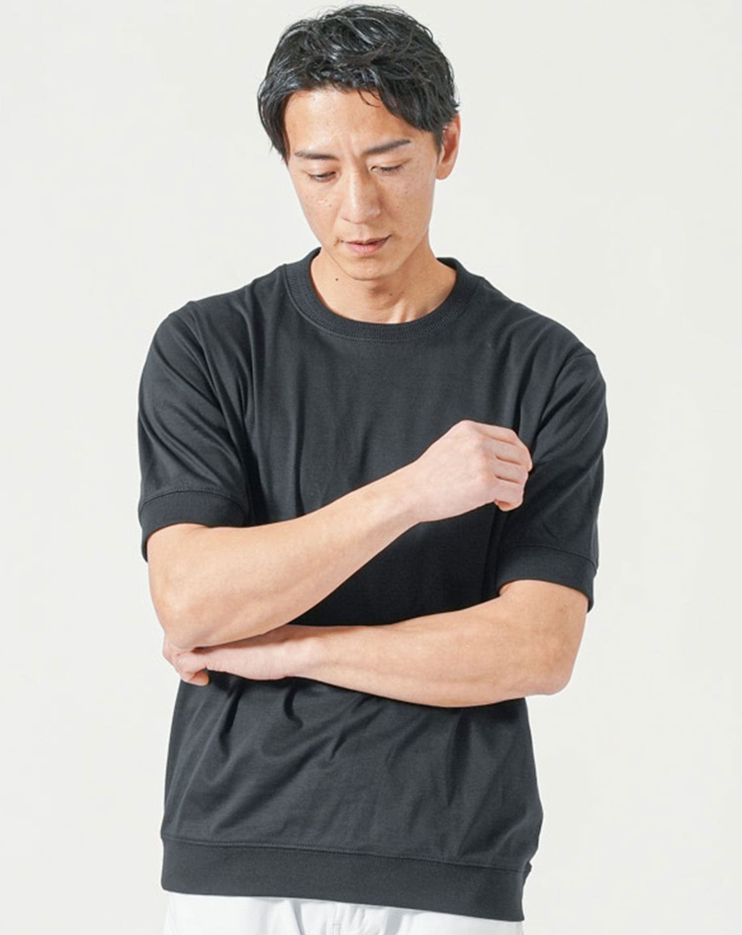 プレミアムコットンビジネス半袖クルーネックTシャツ