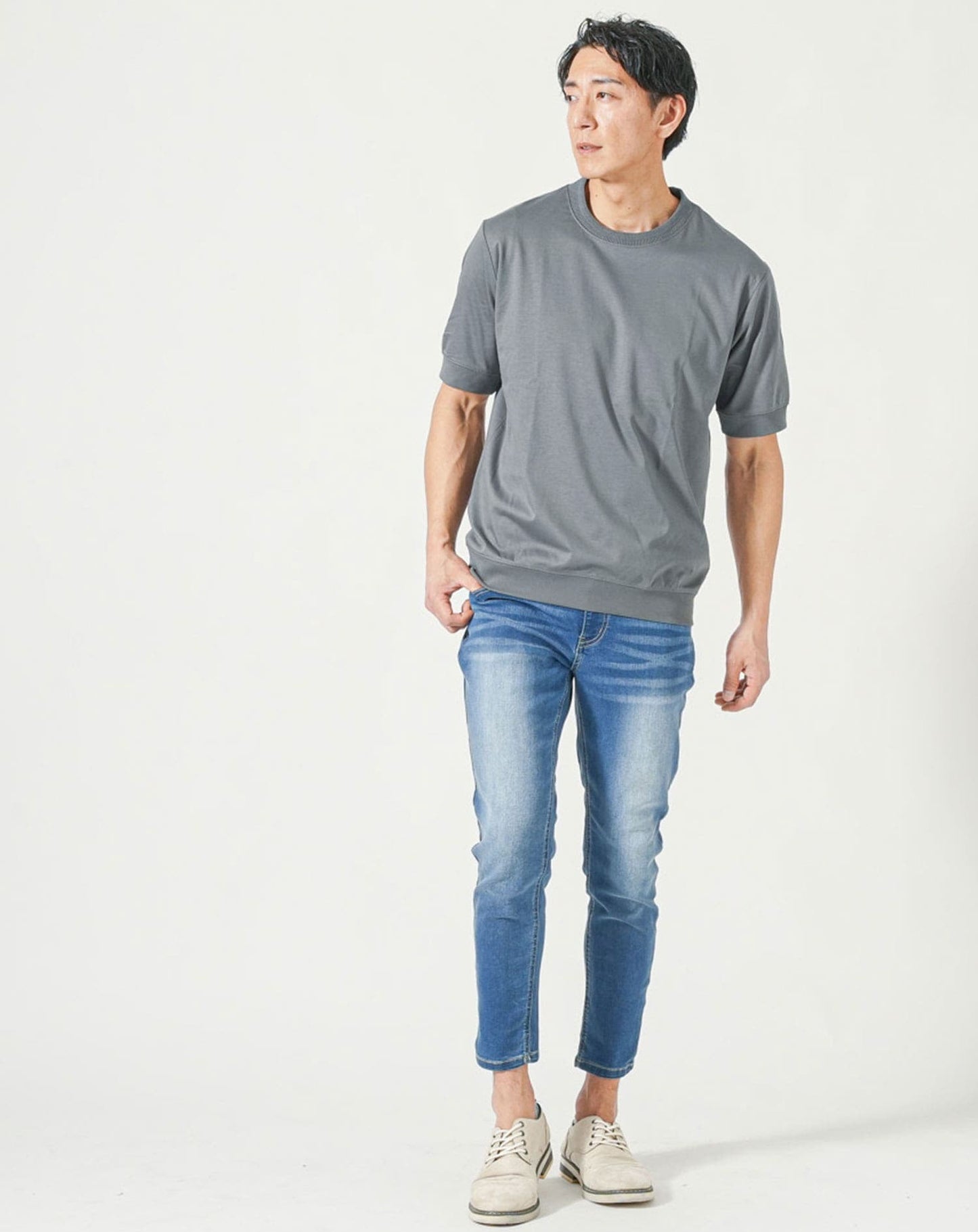プレミアムコットンビジネス半袖クルーネックTシャツ
