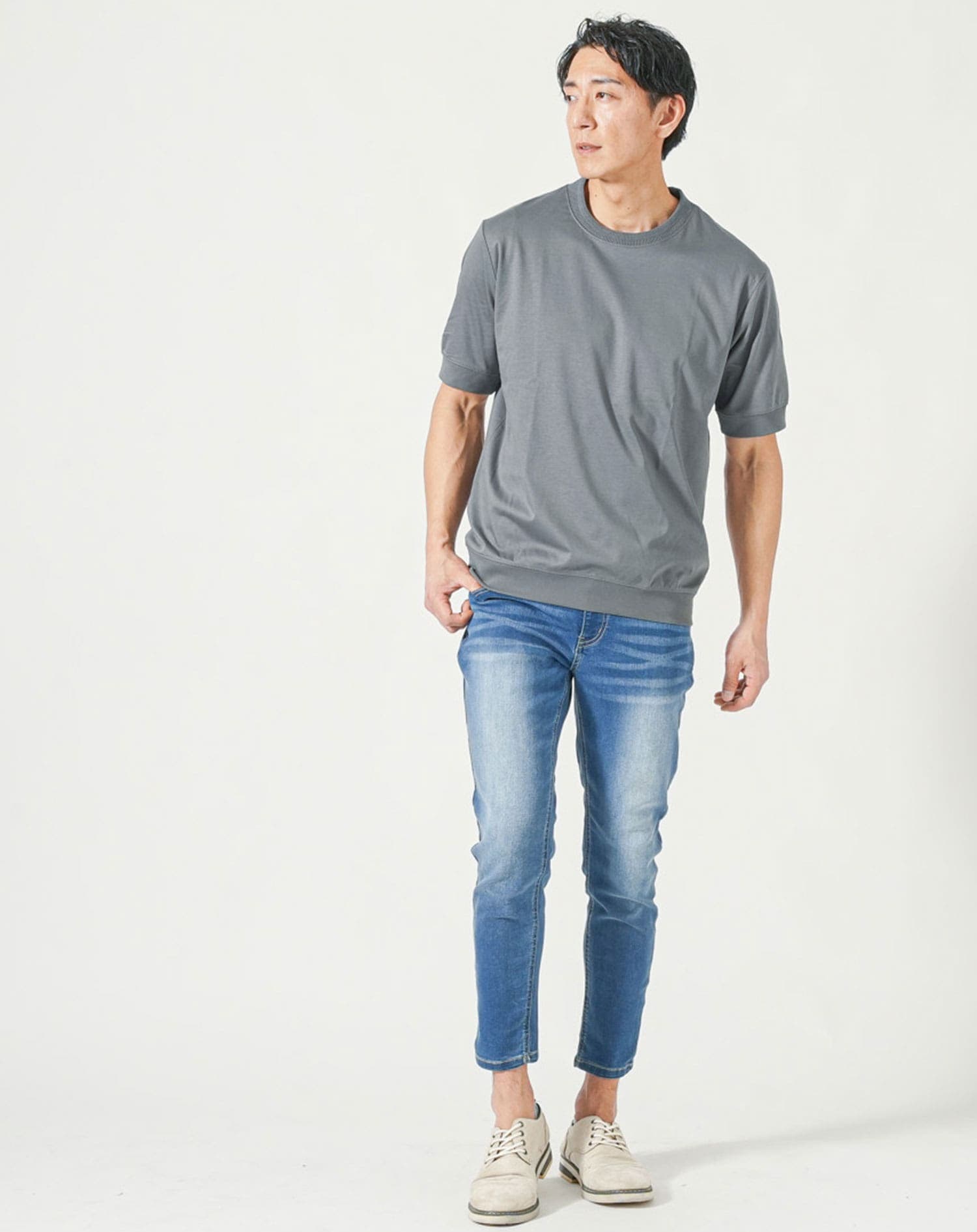 プレミアムコットンビジネス半袖クルーネックTシャツ
